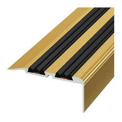 Порог угл. с ПВХ встав. Лука, золото анод. (0,9 м х 30,8 мм х 68 мм)