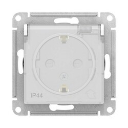 Розетка о/у Atlasdesign Aqua ATN440146, 1 гнездо, с/з, з/ш и крышкой, IP44, белая