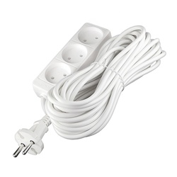 Удлинитель бытовой 481S-1310, 3 гнезда, ПВС, 2200 Вт, б/з, 10 м, белый