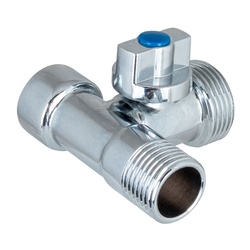 Кран шаровый трехпроходной Klip 5005, 1/2"х3/4"х1/2" Н/Н/В, бабочка