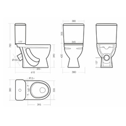 Унитаз-компакт Sanita Стандарт комфорт, косой выпуск, 620x370х780 мм