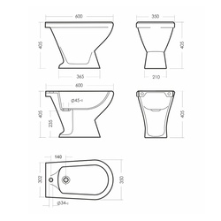Биде напольное Sanita Самарский, 640х260х406 мм