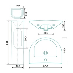 Раковина ВКЗ Gesso W101, 600х480х195 мм