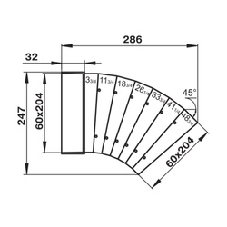 Колено горизонтальное разноугловое НашВент 82810, 60х204 мм