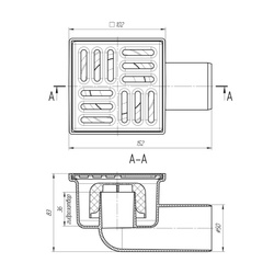 Трап Ани Пласт горизонтальный d=50 мм 100х100 мм, не регулируемый гидрозатвор