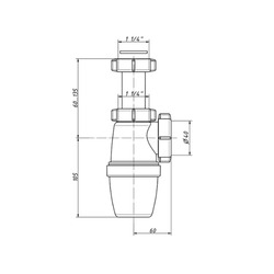 Сифон бутылочный Orio А-3200, 1 1/4"х40мм, малый корпус, без выпуска