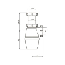 Сифон бутылочный Orio А-4000, 1 1/2"х40мм, без выпуска