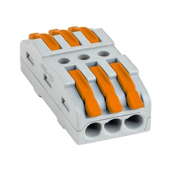 Клемма проходная с рычажком 222-422 без пасты, 3 провода 0,08-2,5 мм2 (25 шт.)