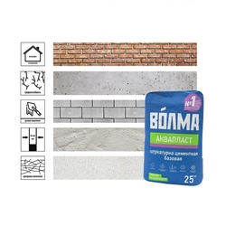 Штукатурка цементная Волма Аквапласт базовая, 25 кг