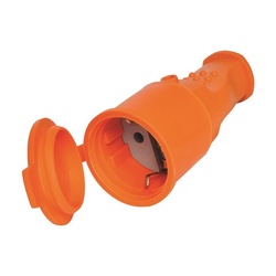 Штепсельное гнездо, 2Р+РЕ, 16 А, 230 В, IP44, каучук, оранжевое